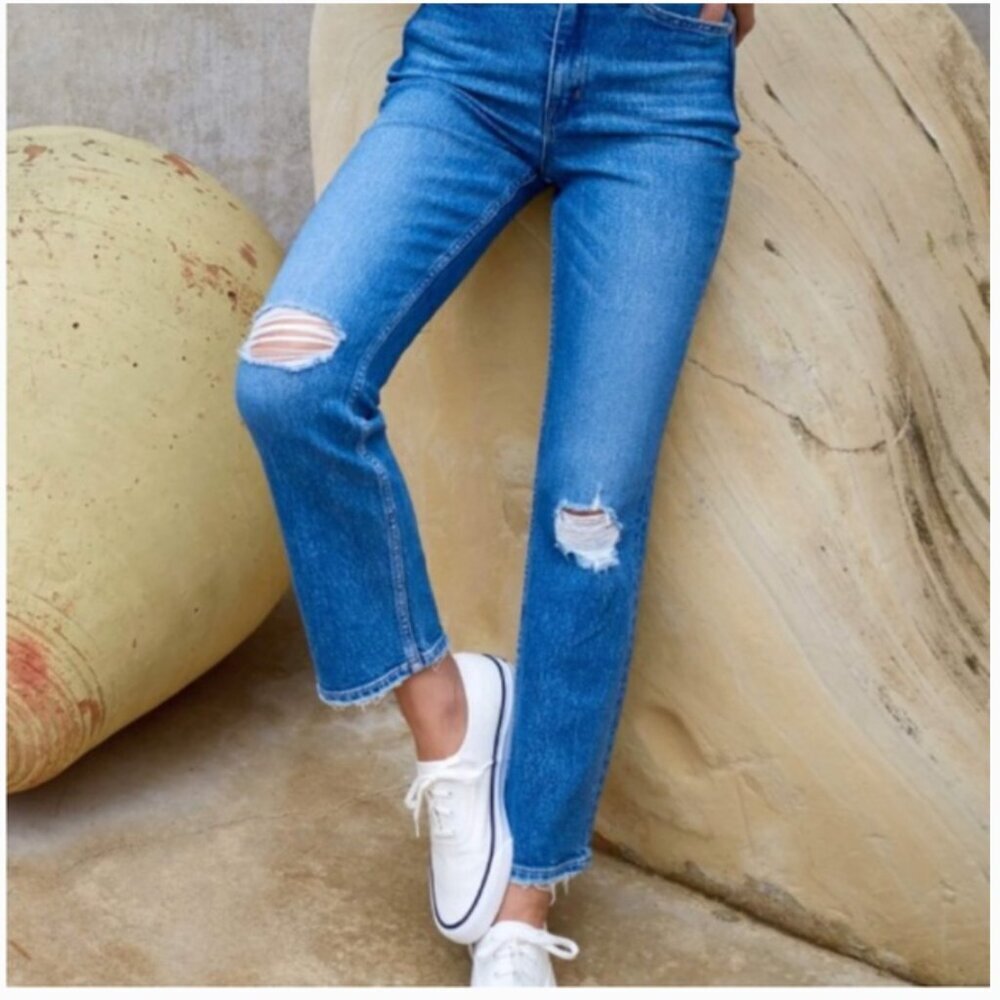 Ayr The Yes Yes Yes Jeans - Medium Wash Distressed -27